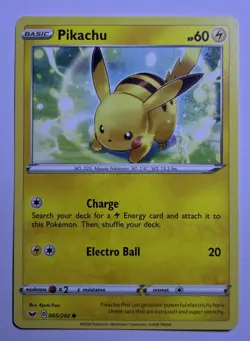 Pokemon Pikachu Sword & Shield Base Set 065/202 TCG NM - Image 1