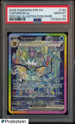2025 Pokemon Pre En Special Illustration Rare #149 Vaporeon Ex PSA 10 GEM MINT - Image 1