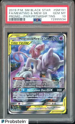 2019 Pokemon SM Black Star Promo #SM191 Mewtwo & Mew Gx FA PSA 10 GEM MINT - Image 1