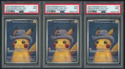 Lot (3) 2023 Pokemon SVP EN Pokemon X Van Gogh Pikachu with Gray Felt Hat PSA 9 - Image 1