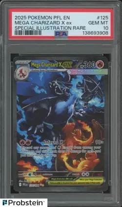 2025 POKEMON PFL EN-PHANTASMAL FLAMES #125 MEGA CHARIZARD X EX PSA 10 - Image 1