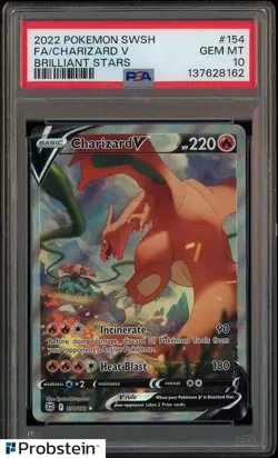 2022 Pokemon SWSH Brilliant Stars #154 Charizard V FA PSA 10 GEM MINT - Image 1