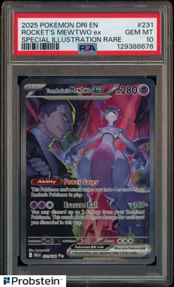 2025 POKEMON DRI EN-DESTINED RIVALS #231 ROCKET'S MEWTWO EX SIR PSA 10 - Image 1