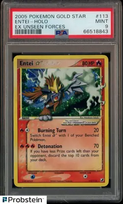 PSA 9 ENTEI GOLD STAR HOLO EX UNSEEN FORCES 2005 POKEMON #113 MINT - Image 1
