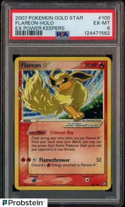PSA 6 FLAREON GOLD STAR HOLO EX POWER KEEPERS 2007 POKEMON #100 - Image 1