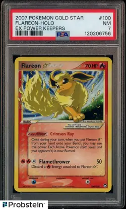 PSA 7 FLAREON GOLD STAR HOLO EX POWER KEEPERS 2007 POKEMON #100 - Image 1