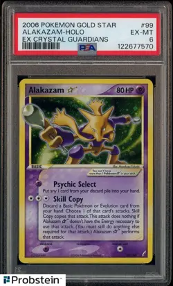 PSA 6 ALAKAZAM GOLD STAR HOLO EX CRYSTAL GUARDIANS 2006 POKEMON #99 - Image 1