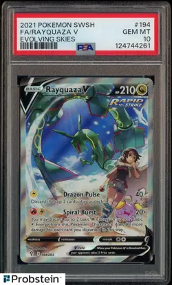 2021 POKEMON SWSH EVOLVING SKIES #194 FA RAYQUAZA V PSA 10 GEM MINT - Image 1