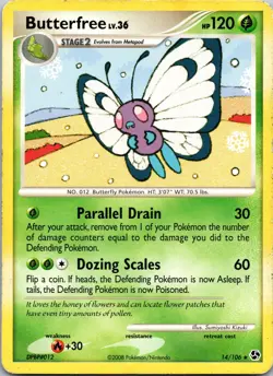 Butterfree 14/106 Rare Great Encounters MP Pokemon TCG - Image 1