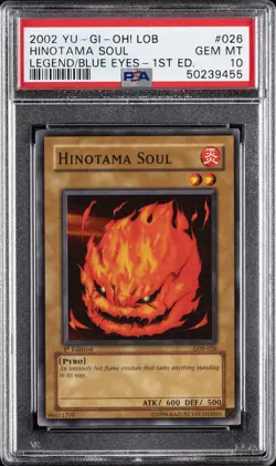 2002 YU-GI-OH! LOB-LEGEND OF BLUE EYES WHITE DRAGON 1ST ED HINOTAMA SOUL PSA 10 - Image 1