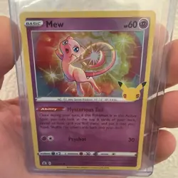 Mew 11/25 SWSH Celebrations Holo Rare Pokemon TCG Card MP small dent 011/025 - Image 1