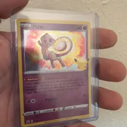 Mew 11/25 SWSH Celebrations Holo Rare Pokemon TCG Card MP small dent 011/025 - Image 4