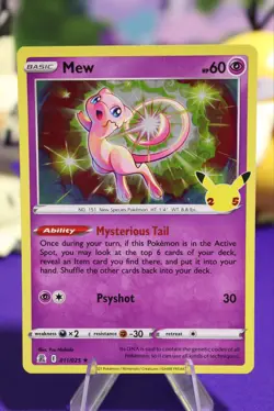 Mew 011/025 Holo Rare Celebrations Pokemon TCG Card MP (Horizontal Print Error) - Image 1