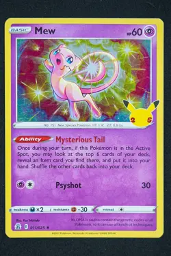 2021 Pokemon Celebrations Mew Holo Rare 011/025 25th Anniversary Set TCG Card - Image 1