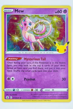 2021 Pokemon Celebrations Mew Holo Rare 011/025 25th Anniversary Set TCG Card - Image 3