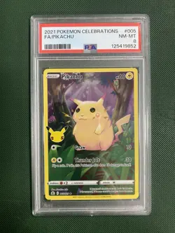 Pokemon PSA 8 Pikachu TCG Holo Full Art Rare Card 005/025 2021 Celebrations - Image 1