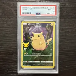 Pokemon TCG Celebrations Pikachu Holo Full Art Rare Card 005/025 PSA 8 - Image 1