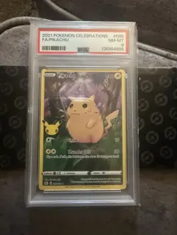 Pokemon PSA 8 Pikachu TCG Holo Full Art Rare Card 005/025 2021 Celebrations - Image 1