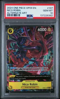 2024 ONE PIECE OP09-EMPERORS IN THE NEW WORLD 107 NICO ROBIN ALT ART ENG PSA 10 - Image 1