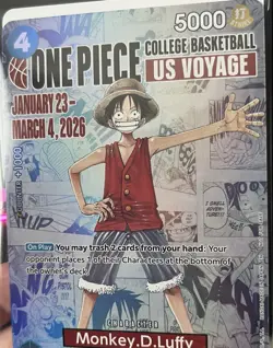 One Piece Monkey D Luffy College Basketball Promo Card Sealed - Rutgers - Image 3