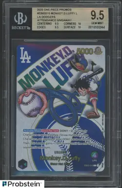 2025 One Piece Promo Dodgers Attendance Giveaway Monkey D. Luffy BGS 9.5 GEM MT - Image 1
