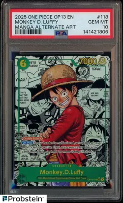2025 One Piece OP-13 EN Manga Alternate Art #118 Monkey D. Luffy PSA 10 GEM MINT - Image 1