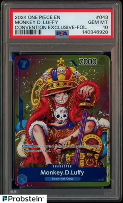 2024 One Piece EN Convention Exclusive Foil #043 Monkey D. Luffy PSA 10 GEM MINT - Image 1
