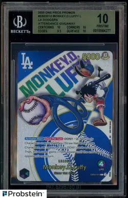 #3 One Piece Promo Dodgers Attendance Giveaway Monkey D. Luffy BGS 10 PRISTINE - Image 1