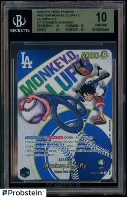 #5 One Piece Promo Dodgers Attendance Giveaway Monkey D. Luffy BGS 10 PRISTINE - Image 1