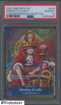 2024 One Piece EN Convention Exclusive Foil #043 Monkey D. Luffy PSA 10 GEM MINT - Image 1