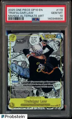 2025 One Piece OP10 EN Manga Alternate Art #119 Trafalgar Law PSA 10 GEM MINT - Image 1