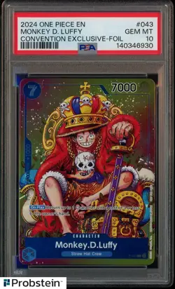 2024 One Piece EN Convention Exclusive Foil #043 Monkey D. Luffy PSA 10 GEM MINT - Image 1
