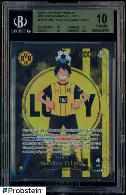 2025 ONE PIECE PROMOS BVB X ONE PIECE MATCH DAY 2025 #003 MONKEY D. LUFFY BGS 10 - Image 1