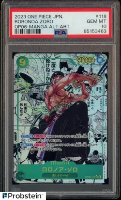 2023 One Piece Japanese OP06 Manga Alternate Art #118 Roronoa Zoro PSA 10 - Image 1
