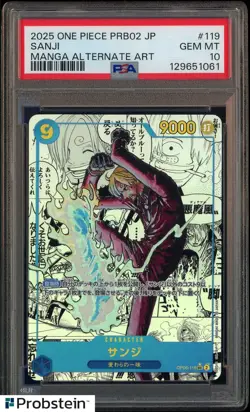 2025 One Piece PRB02 Japanese Manga Alternate Art #119 Sanji PSA 10 GEM MINT - Image 1