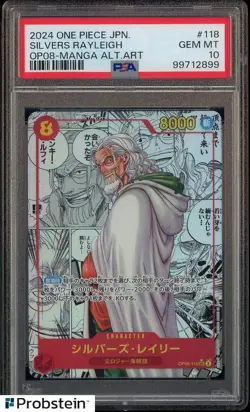 2024 One Piece Japanese OP08 Manga Alternate Art #118 Silvers Rayleigh PSA 10 - Image 1