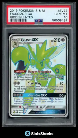 2019 POKEMON SUN & MOON HIDDEN FATES #SV72/SV94 SCIZOR GX FULL ART PSA 10 - Image 1