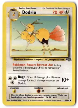 Dodrio 34/64 Uncommon Unlimited Edition Jungle Pokemon Card 1999 WOTC - Image 2