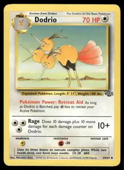 Dodrio 1999 Jungle WOTC Vintage Pokemon Card 34/64 (LP-NM) - Image 1