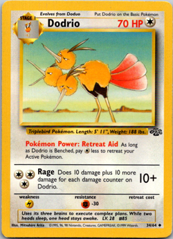 Pokemon TCG - Dodrio - Jungle Unlimited - 34/64 Uncommon - LP - NM 1999 - Image 1