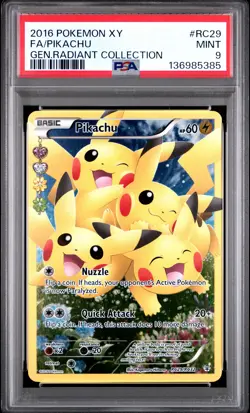2016 POKEMON XY GENERATIONS RADIANT COLL #RC29 FULL ART/PIKACHU PSA 9 - Image 1