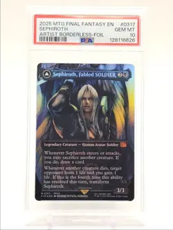 SEPHIROTH, FABLED SOLDIER 2025 MAGIC FF ARTIST BORDERLESS FOIL PSA 10 Q6095 - Image 1
