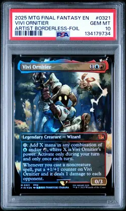 2025 MTG FINAL FANTASY ARTIST BORDERLESS-FOIL #0321 VIVI ORNITIER PSA 10 - Image 1