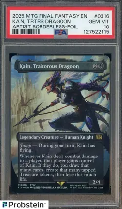 2025 MTG FINAL FANTASY #0316 KAIN, TRTRS DRAGOON ARTIST BORDERLESS-FOIL PSA 10 - Image 1