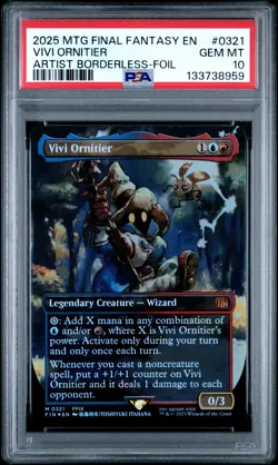 2025 MTG FINAL FANTASY ARTIST BORDERLESS-FOIL #0321 VIVI ORNITIER PSA 10 - Image 1