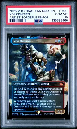 2025 MTG FINAL FANTASY ARTIST BORDERLESS-FOIL #0321 VIVI ORNITIER PSA 10 - Image 1