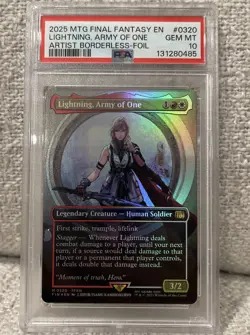 2025 MTG FINAL FANTASY ARTIST BORDERLESS-FOIL LIGHTNING, ARMY OF ONE PSA 10 - Image 1