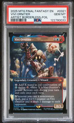 2025 MTG FINAL FANTASY ARTIST BORDERLESS-FOIL #0321 VIVI ORNITIER PSA 10 - Image 1