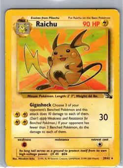 Raichu 29/62 Non Holo Fossil - Pokemon Card - NM - Image 1
