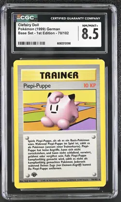 CGC 8.5 Clefairy Doll 1999 Base Set 1st Edition German 70/102 Pokemon Card - Image 1